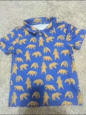 chubbies Blue Polo with Yellow Bear Motif